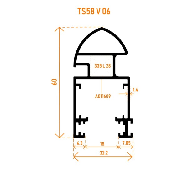 RS58 / RST58 / RST116 TS58 V06 Sürme Sineklik Kanat Profili - 1